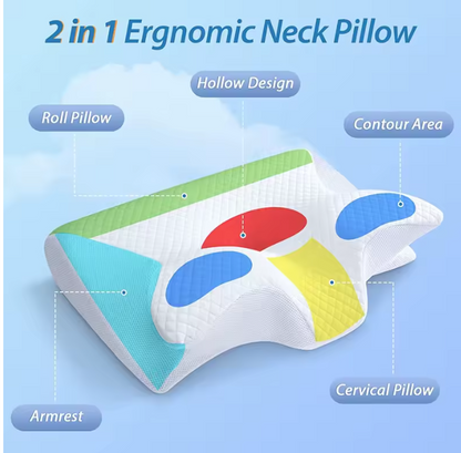 Cervical Support Pillow Memory Foam Neck Pillow for Pain Relief Non Collapse Ergonomic Pillow for Sleeping Travel Home Use