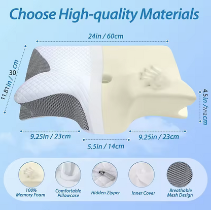Cervical Support Pillow Memory Foam Neck Pillow for Pain Relief Non Collapse Ergonomic Pillow for Sleeping Travel Home Use
