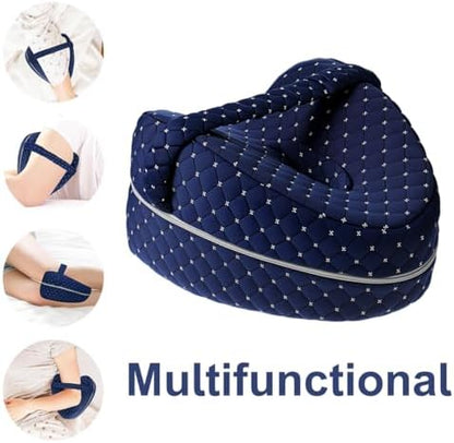 Leg Pillow Memory Foam Knee Pillow for Sleeping Alignment Pillows for Side Sleepers with Adjustable Strap