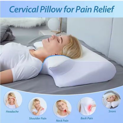 Cervical Support Pillow Memory Foam Neck Pillow for Pain Relief Non Collapse Ergonomic Pillow for Sleeping Travel Home Use
