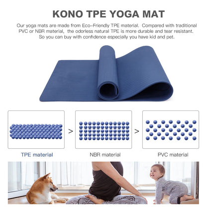 TPE Yoga Mat 10mm Thick Gym Exercise Fitness Pilates Workout Mat NON-SLIP