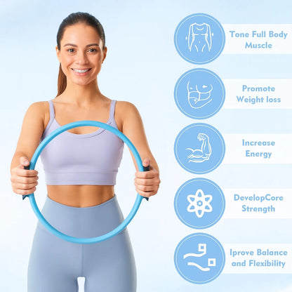 Pilates Ring Yoga Fitness Circle Double Handle Resistance Exercise Wheel Gym