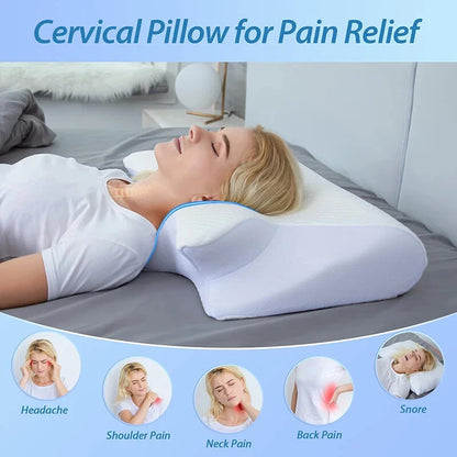 Ergonomic Memory Foam Pillow For Cervical Neck Shoulder Orthopedic Pain Relief