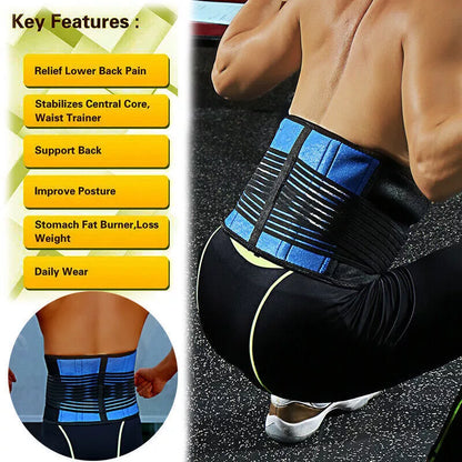 Adjustable Neoprene Double Pull Lumbar Support Lower Back Belt Brace Pain Relief