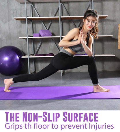 Yoga Mat 10mm Thick Exercise Mat Gym Workout Fitness Pilates Home Non Slip NBR